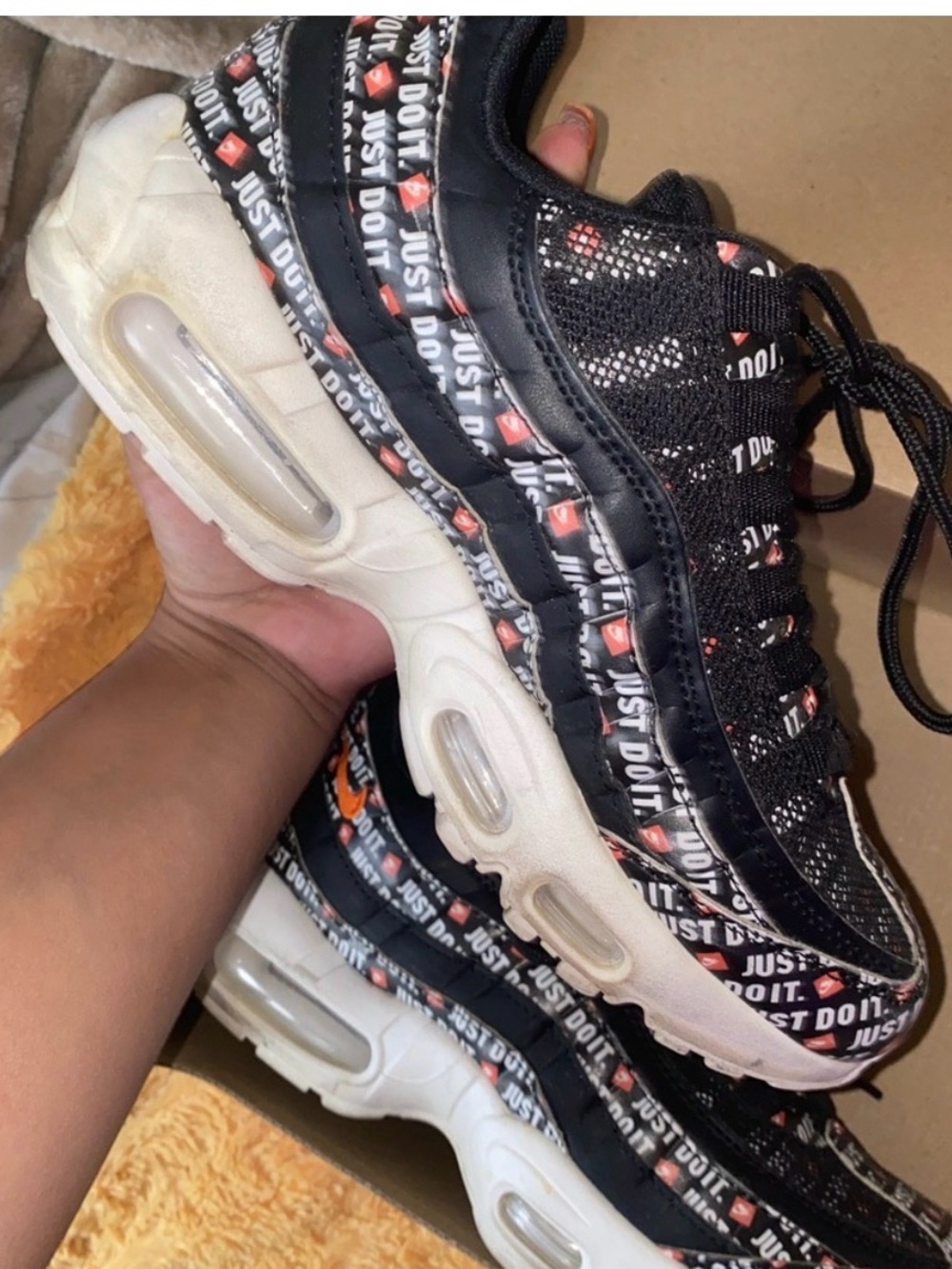 Nike Women’s Black/White/Orange 'Just Do It' Sneakers